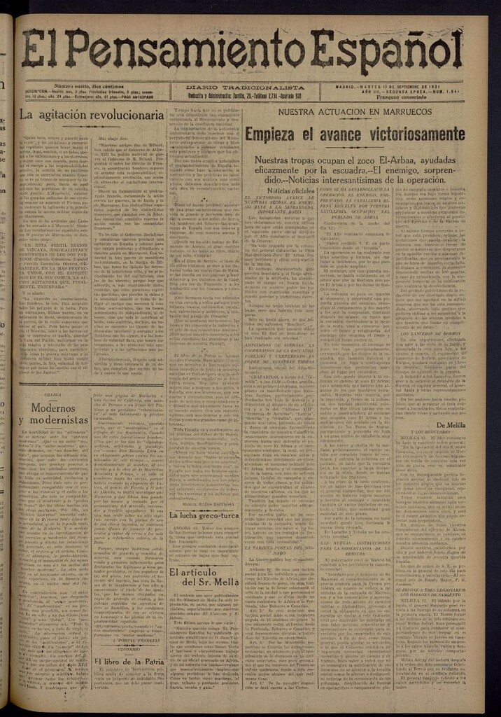 Miniatura de El Pensamiento Español del 13 de septiembre de 1921, nº 1541