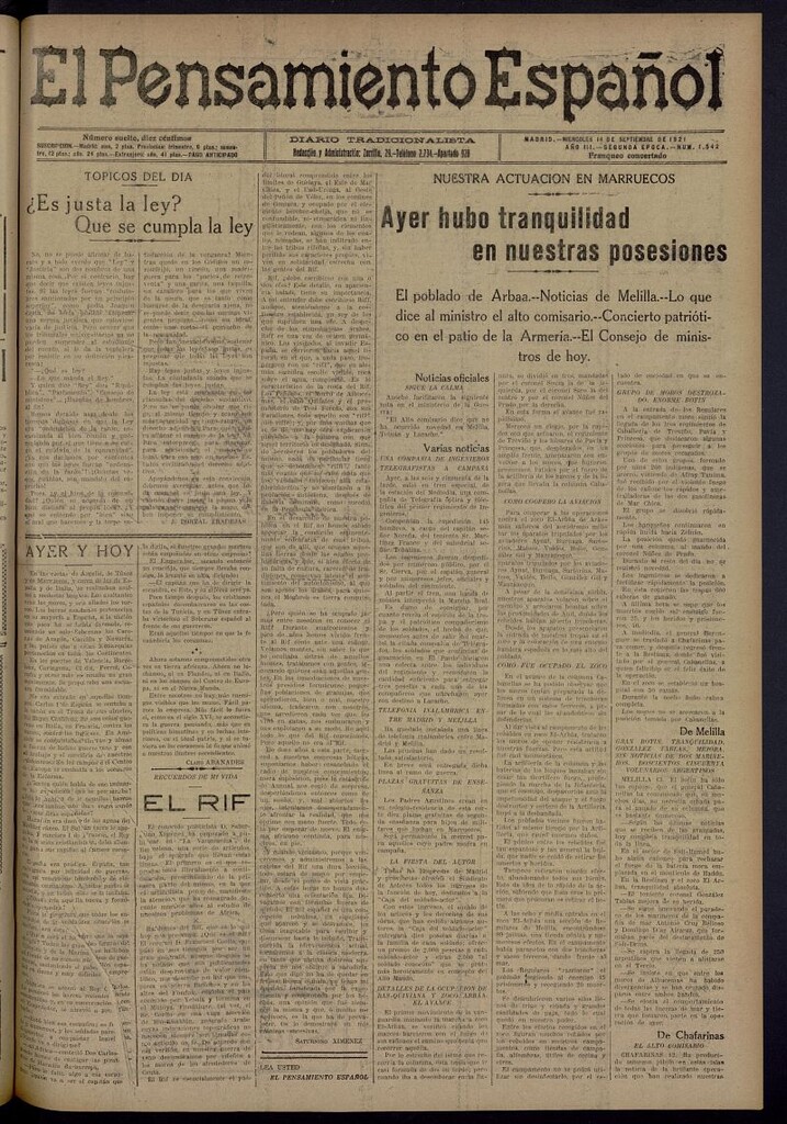 Miniatura de El Pensamiento Español del 14 de septiembre de 1921, nº 1542