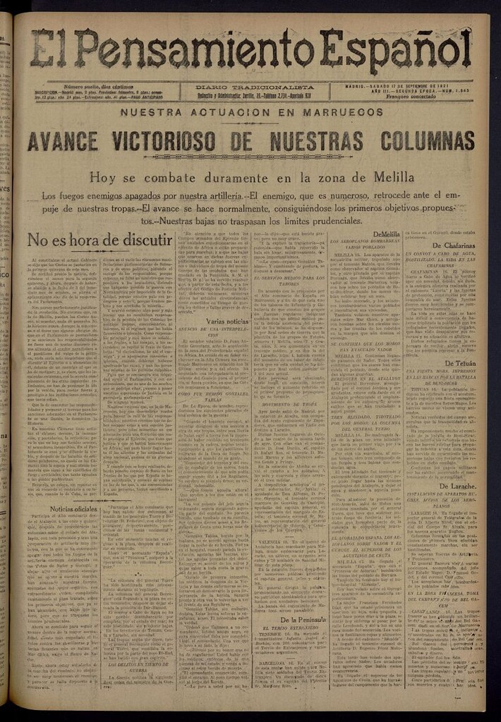 Miniatura de El Pensamiento Español del 17 de septiembre de 1921, nº 1545