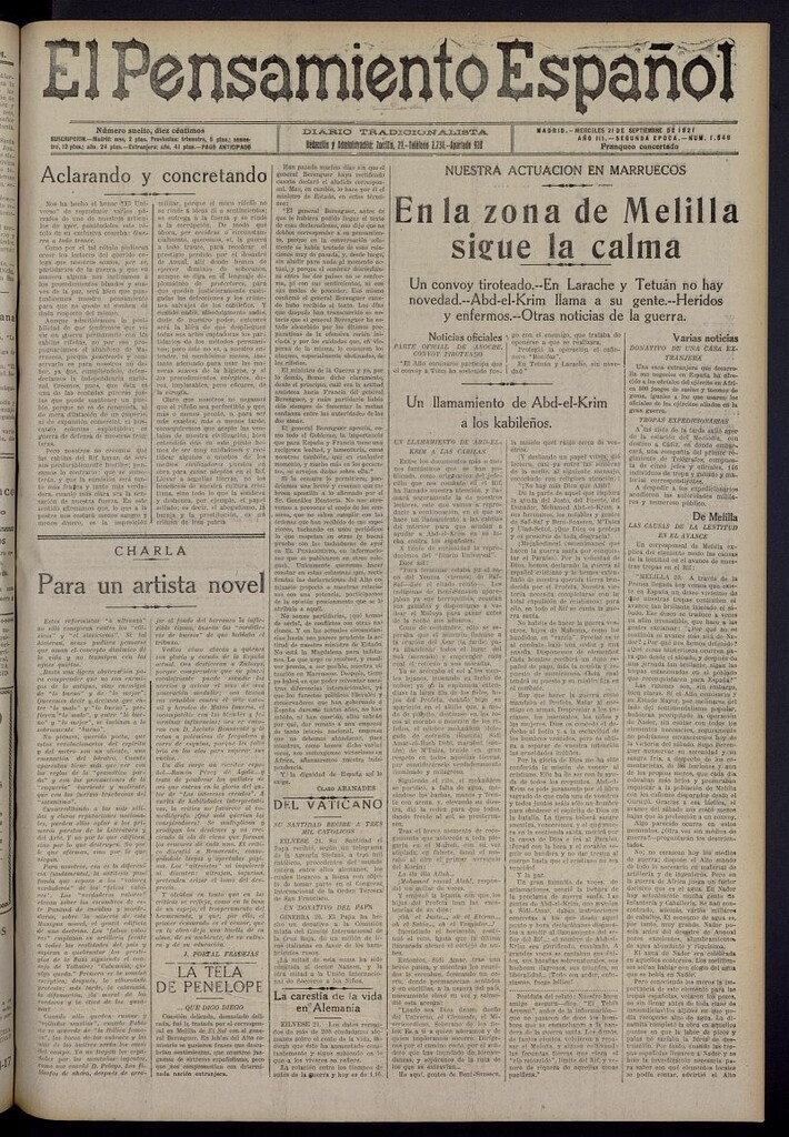Miniatura de El Pensamiento Español del 21 de septiembre de 1921, nº 1548