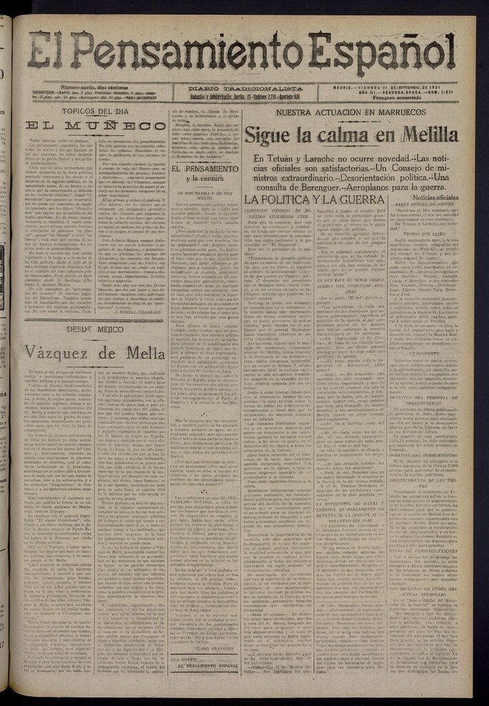 Miniatura de El Pensamiento Español del 23 de septiembre de 1921, nº 1550