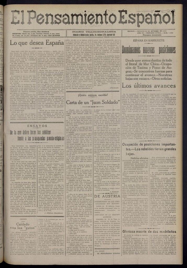 Miniatura de El Pensamiento Español del 24 de septiembre de 1921, nº 1551