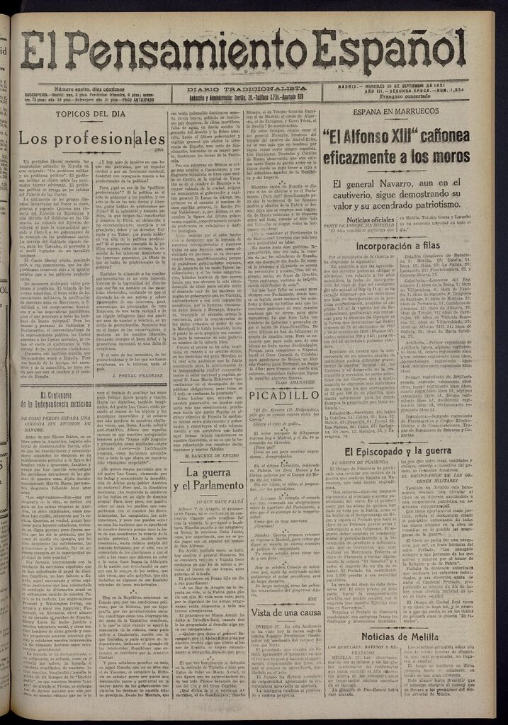Miniatura de El Pensamiento Español del 28 de septiembre de 1921, nº 1554