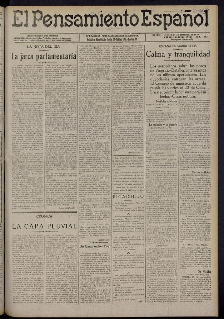 Miniatura de El Pensamiento Español del 29 de septiembre de 1921, nº 1555