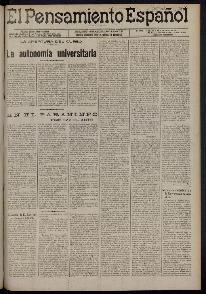 Miniatura de El Pensamiento Español del 1 de octubre de 1921, nº 1557