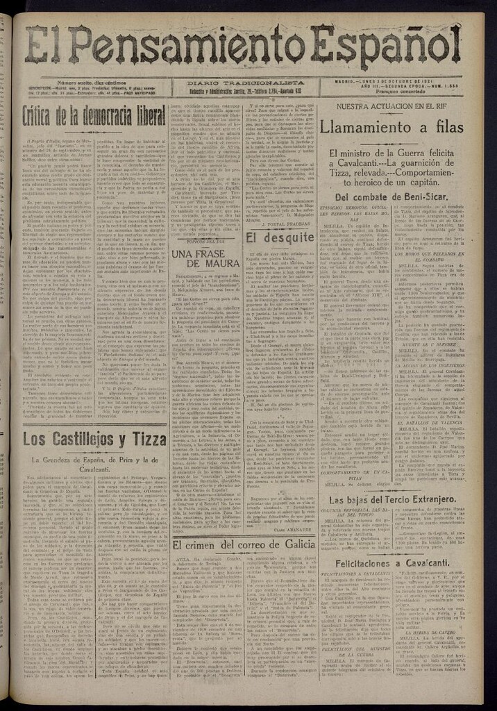 Miniatura de El Pensamiento Español del 3 de octubre de 1921, nº 1558