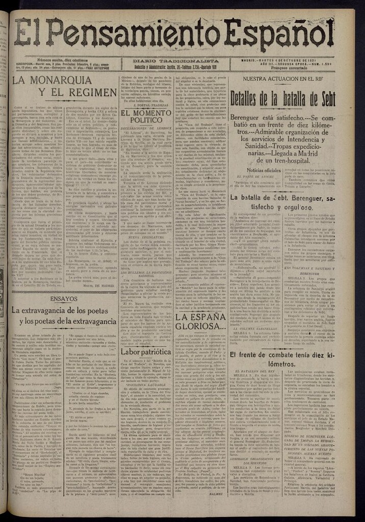 Miniatura de El Pensamiento Español del 4 de octubre de 1921, nº 1559