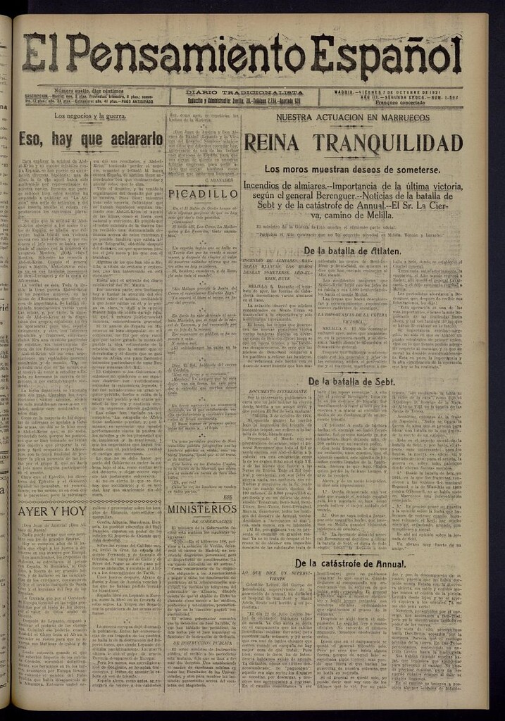 Miniatura de El Pensamiento Español del 7 de octubre de 1921, nº 1562