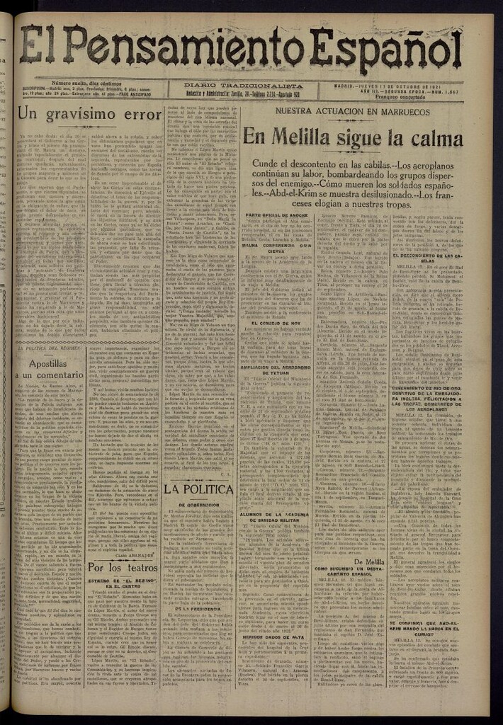 Miniatura de El Pensamiento Español del 13 de octubre de 1921, nº 1567
