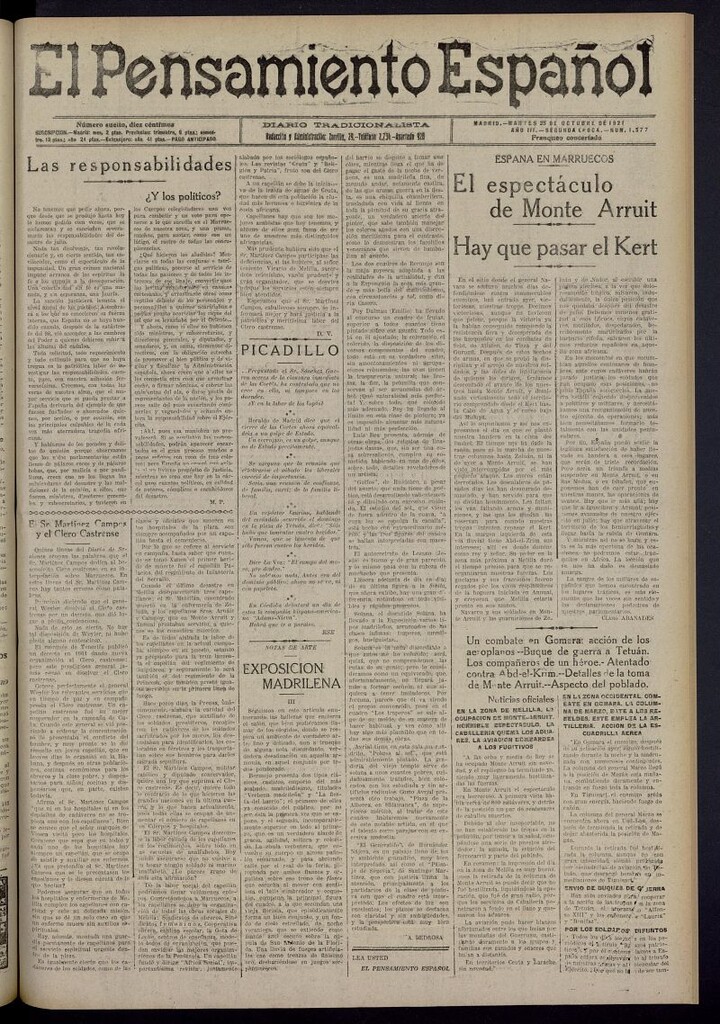 Miniatura de El Pensamiento Español del 25 de octubre de 1921, nº 1577