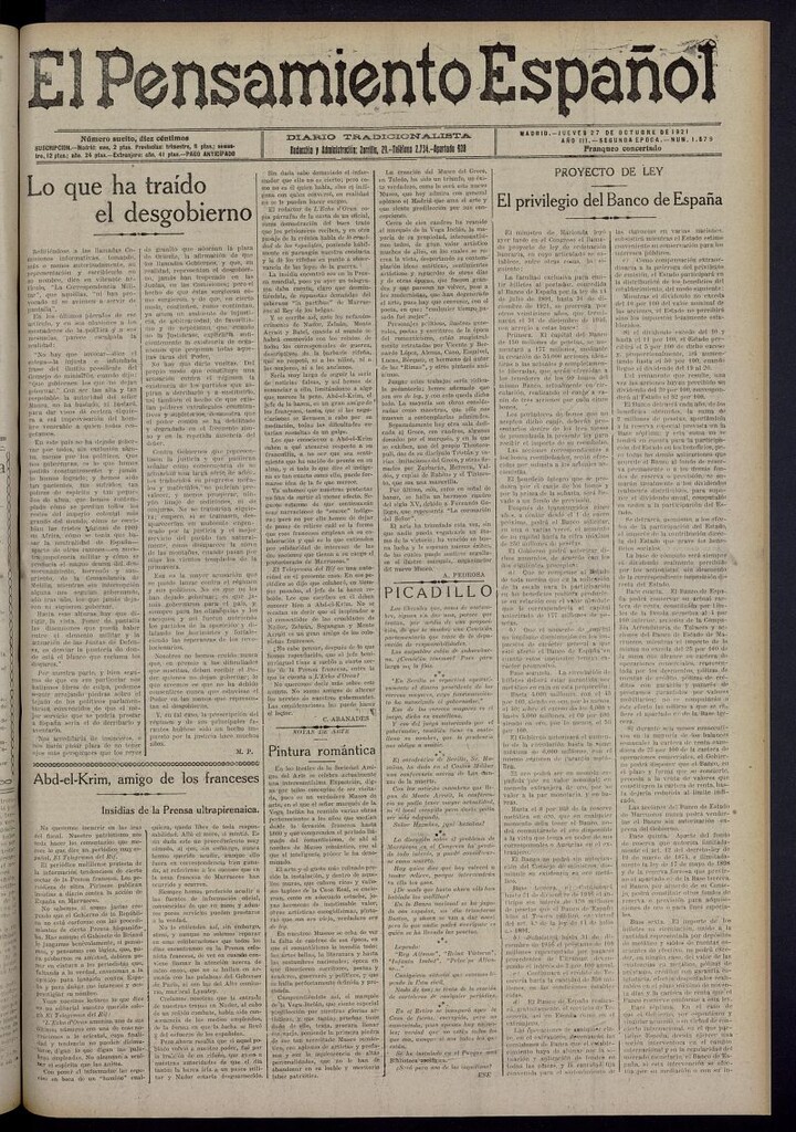 Miniatura de El Pensamiento Español del 27 de octubre de 1921, nº 1579