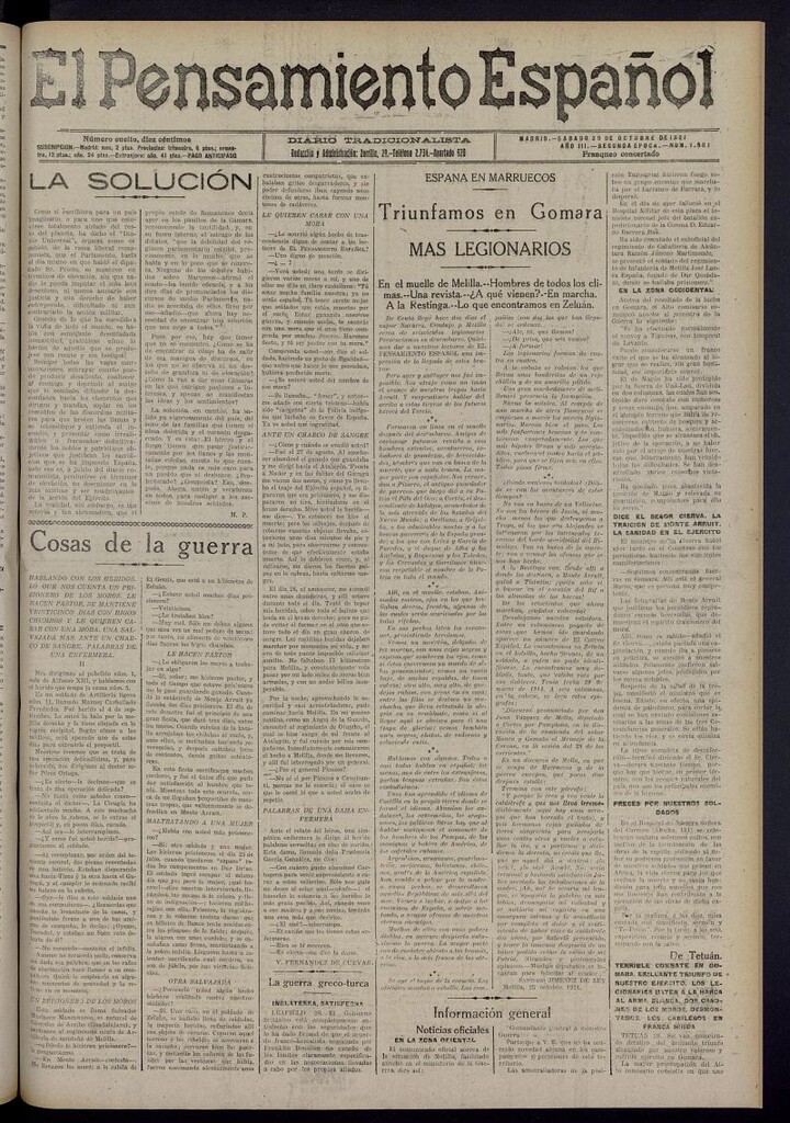 Miniatura de El Pensamiento Español del 29 de octubre de 1921, nº 1581