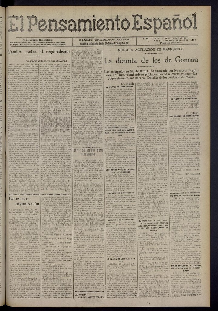 Miniatura de El Pensamiento Español del 31 de octubre de 1921, nº 1582