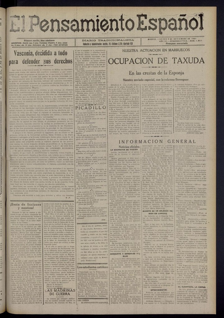 Miniatura de El Pensamiento Español del 3 de noviembre de 1921, nº 1585