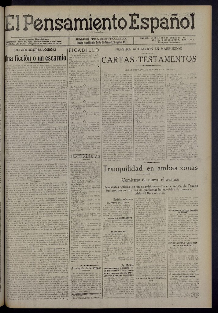 Miniatura de El Pensamiento Español del 6 de noviembre de 1921, nº 1588 [sic]