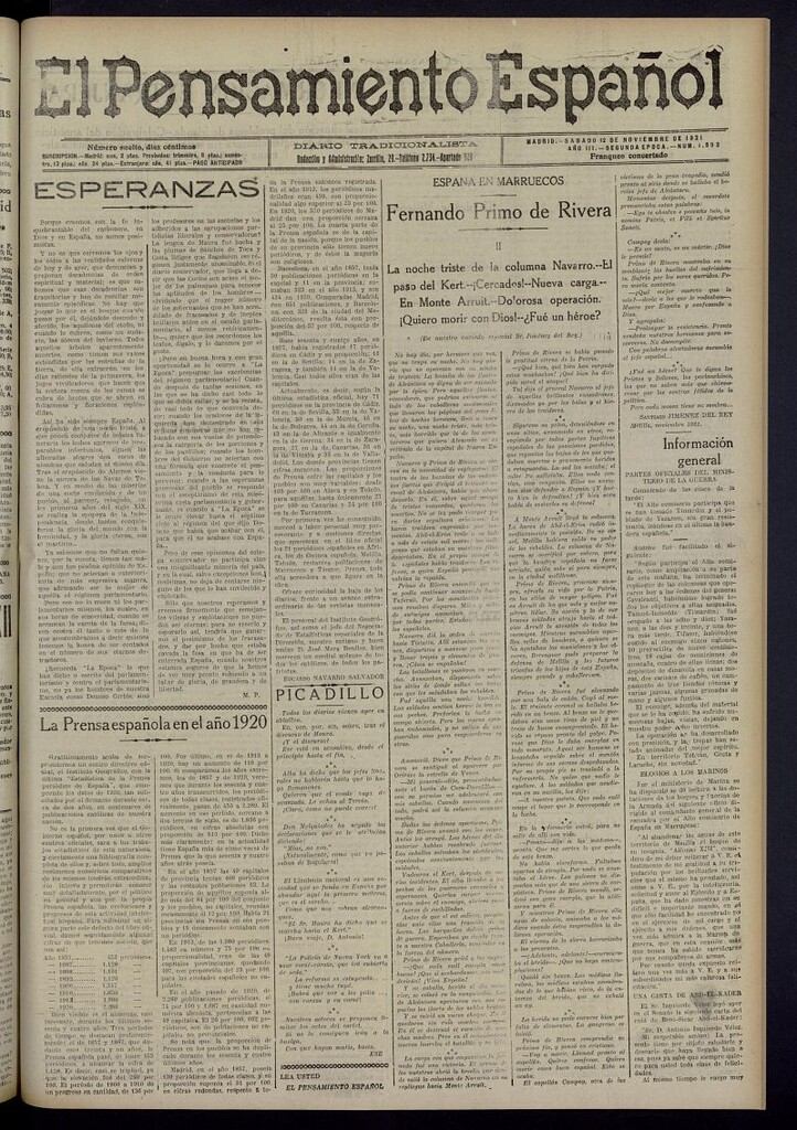 Miniatura de El Pensamiento Español del 12 de noviembre de 1921, nº 1593
