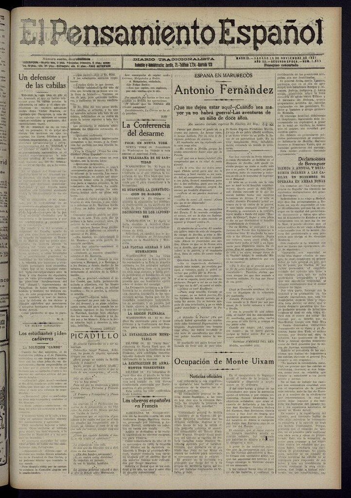 Miniatura de El Pensamiento Español del 19 de noviembre de 1921, nº 1599