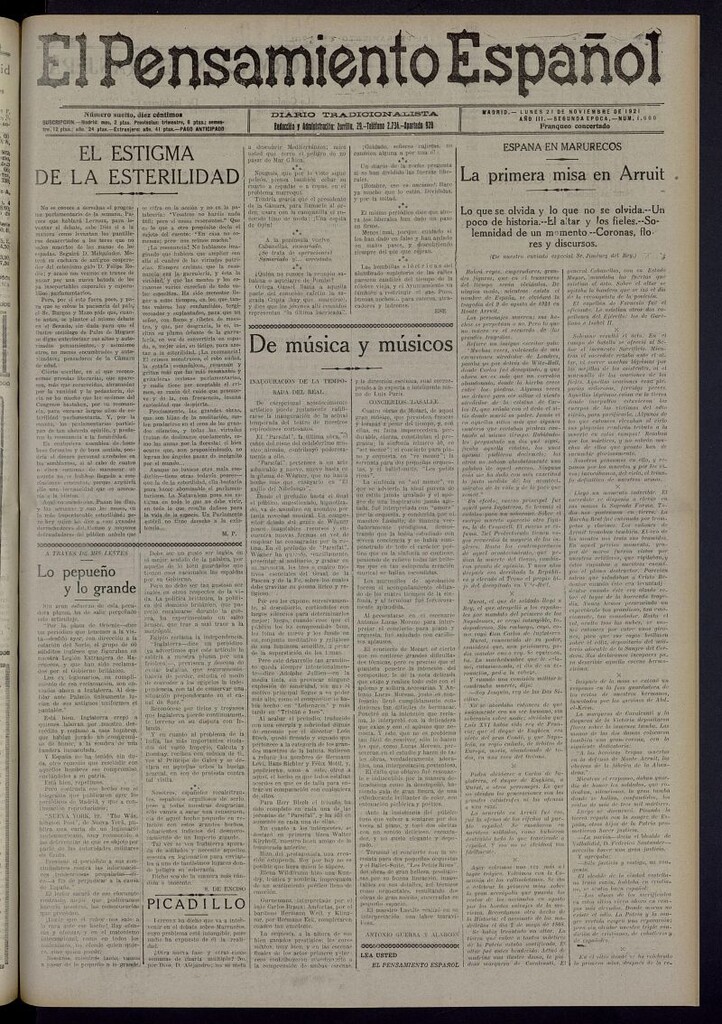 Miniatura de El Pensamiento Español del 21 de noviembre de 1921, nº 1600