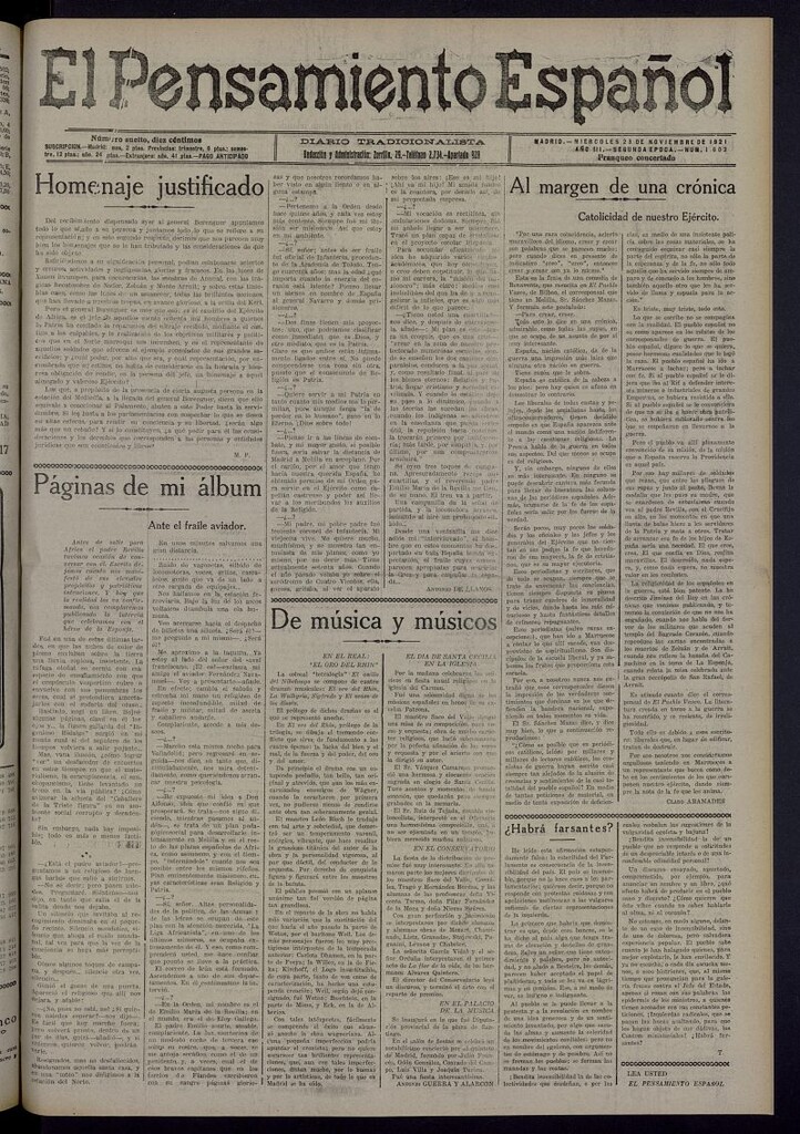 Miniatura de El Pensamiento Español del 23 de noviembre de 1921, nº 1602