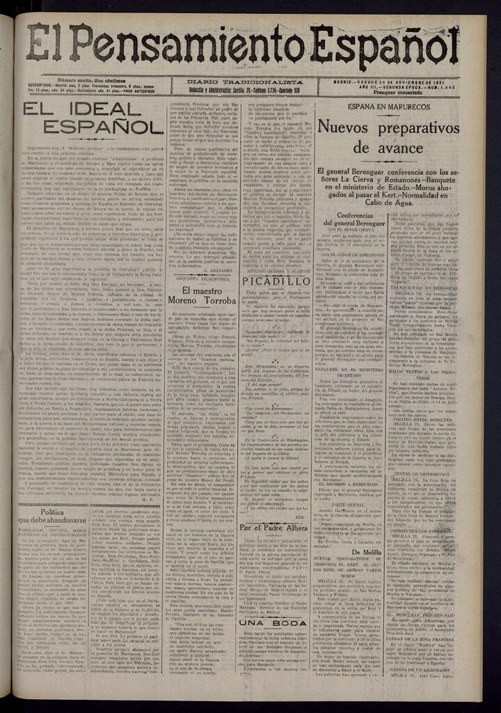 Miniatura de El Pensamiento Español del 26 de noviembre de 1921, nº 1605