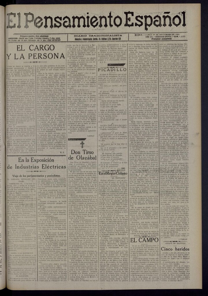 Miniatura de El Pensamiento Español del 28 de noviembre de 1921, nº 1606