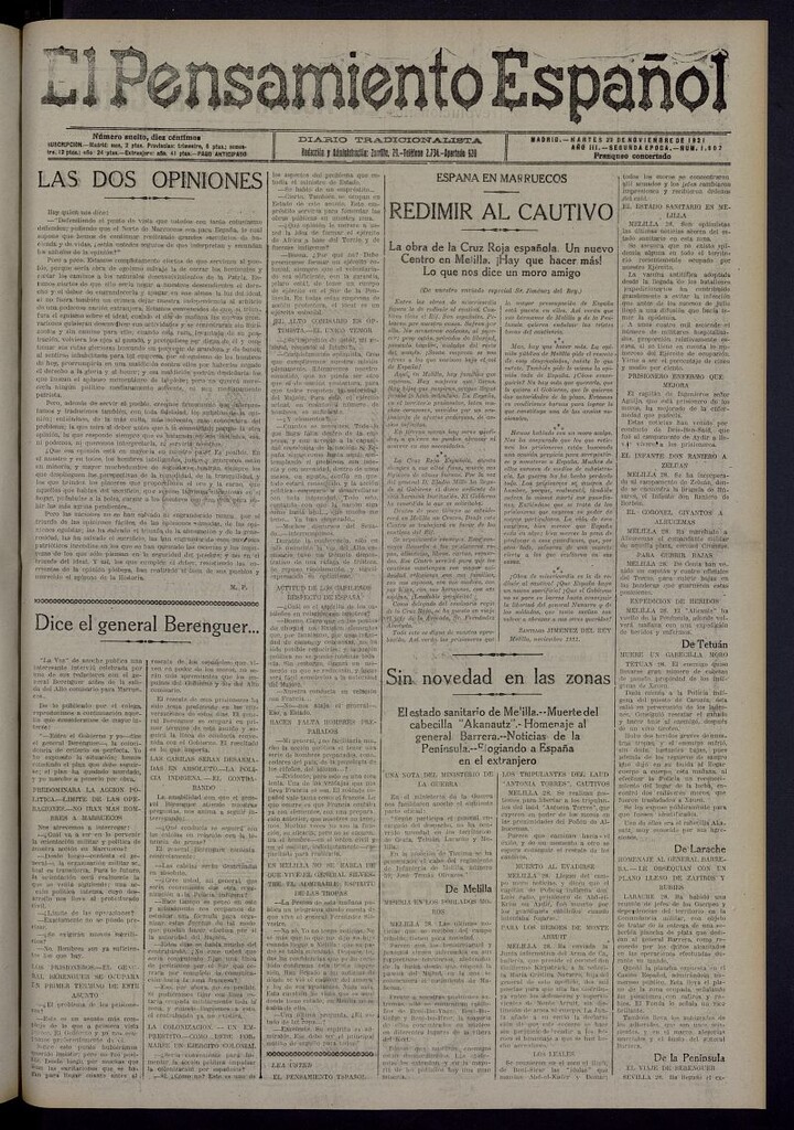 Miniatura de El Pensamiento Español del 29 de noviembre de 1921, nº 1607