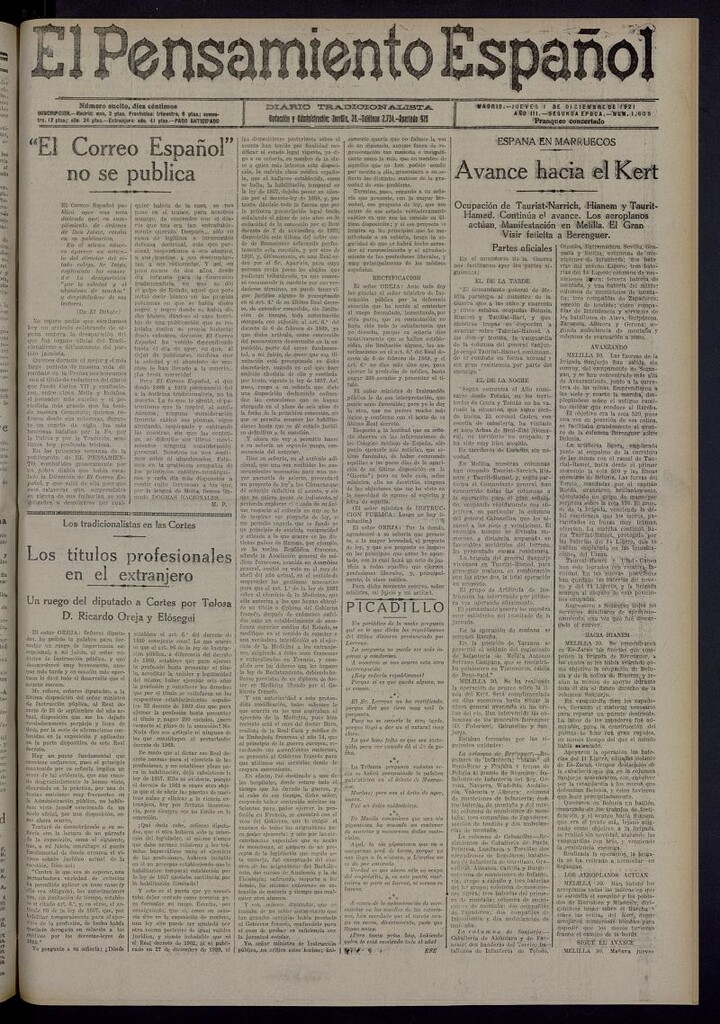 Miniatura de El Pensamiento Español del 1 de diciembre de 1921, nº 1609