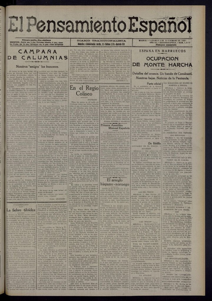 Miniatura de El Pensamiento Español del 2 de diciembre de 1921, nº 1610