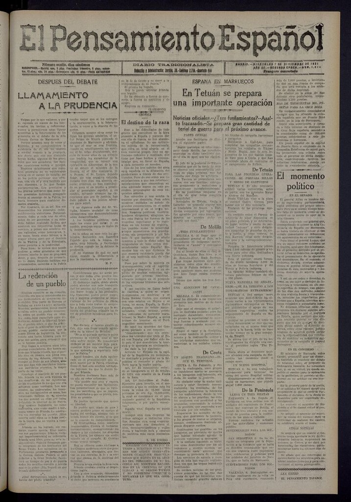 Miniatura de El Pensamiento Español del 7 de diciembre de 1921, nº 1614