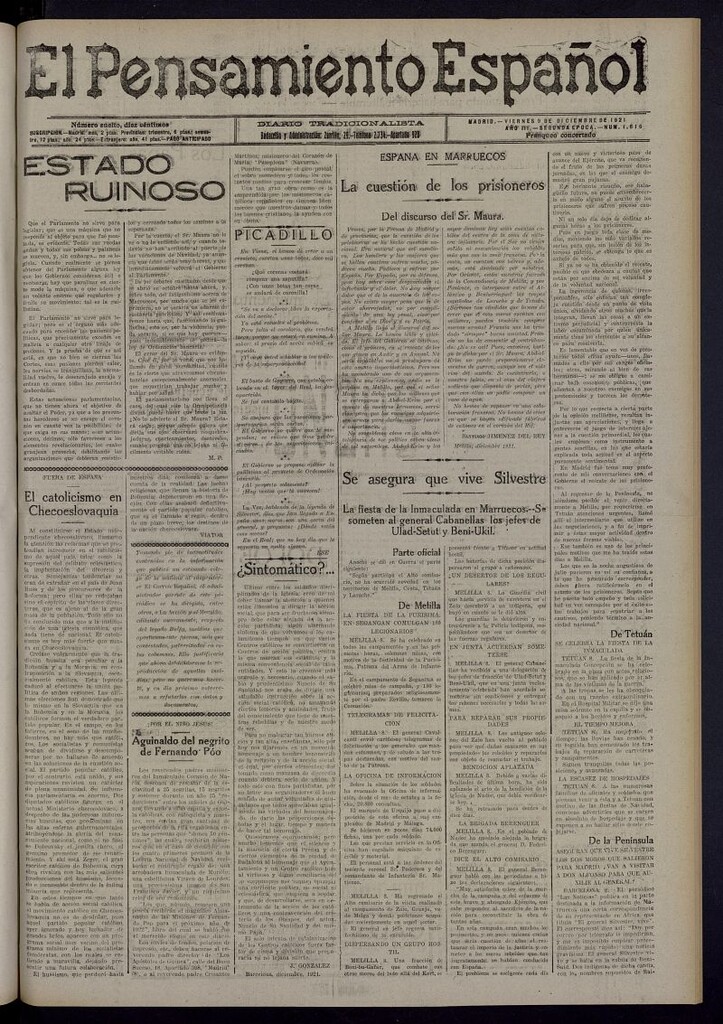 Miniatura de El Pensamiento Español del 9 de diciembre de 1921, nº 1616