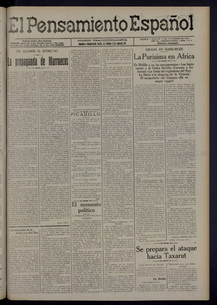 Miniatura de El Pensamiento Español del 13 de diciembre de 1921, nº 1619