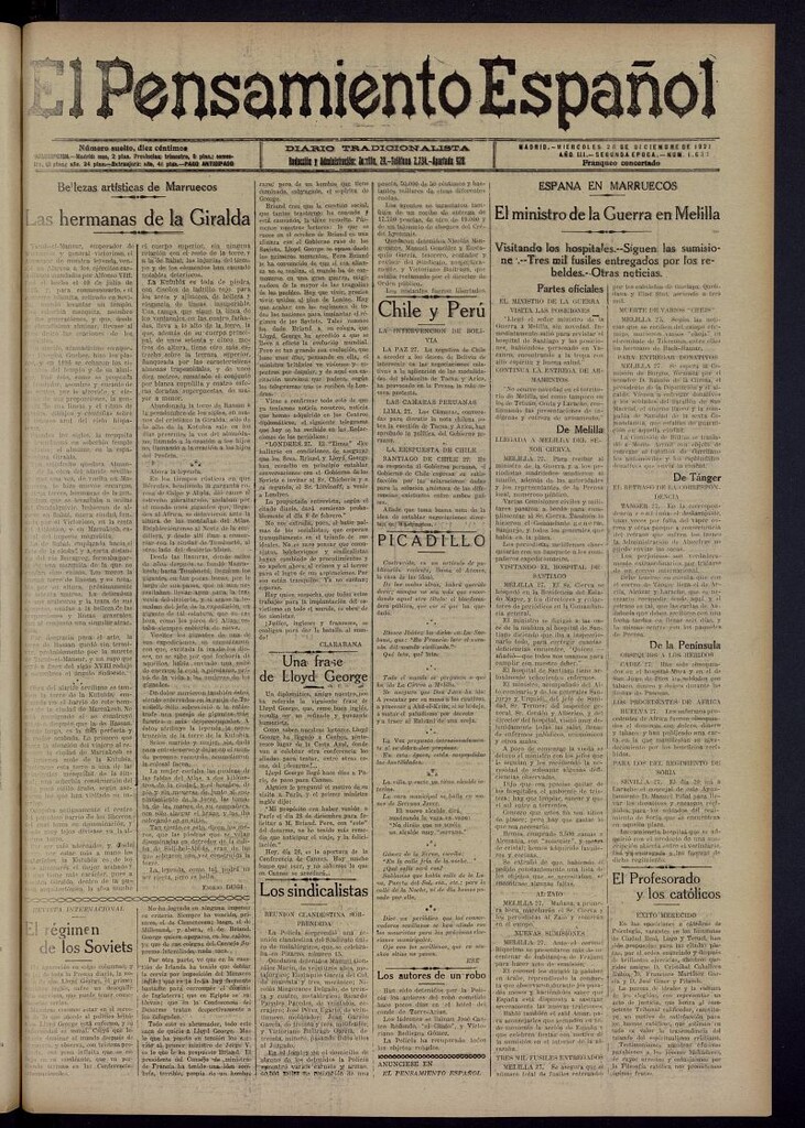 Miniatura de El Pensamiento Español del 28 de diciembre de 1921, nº 1633 [sic]