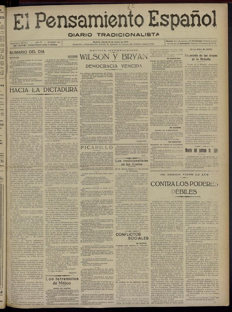 Miniatura de El Pensamiento Español del 10 de enero de 1920, nº 109