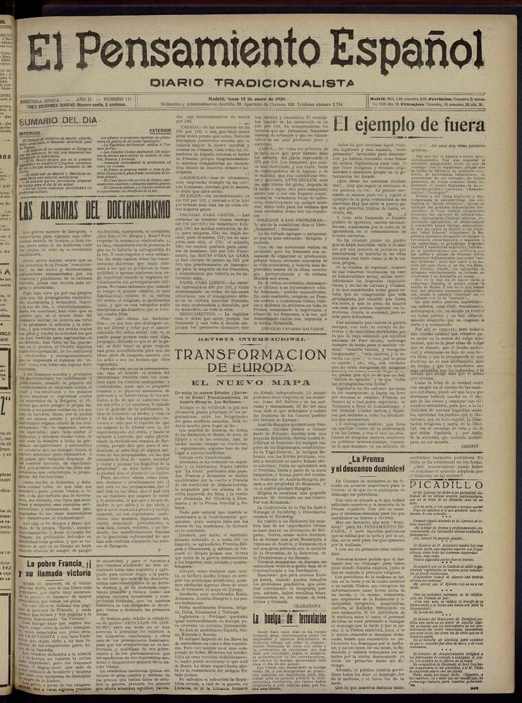 Miniatura de El Pensamiento Español del 12 de enero de 1920, nº 111