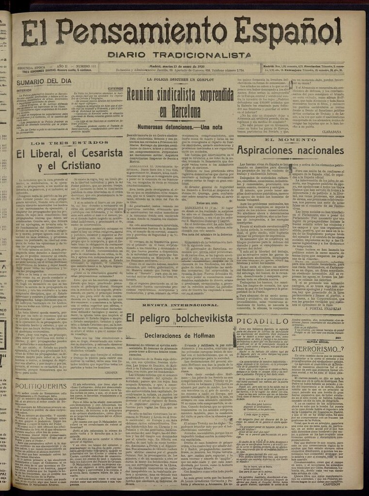 Miniatura de El Pensamiento Español del 13 de enero de 1920, nº 112