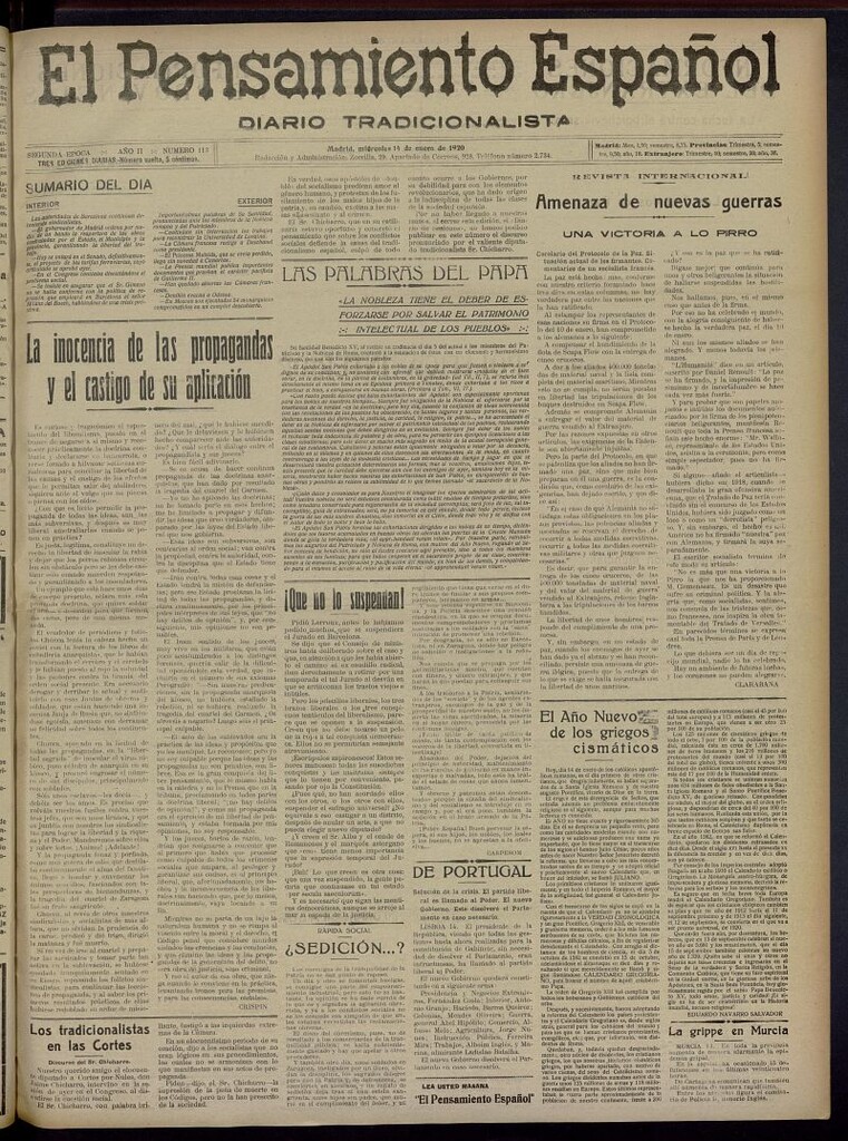 Miniatura de El Pensamiento Español del 14 de enero de 1920, nº 113