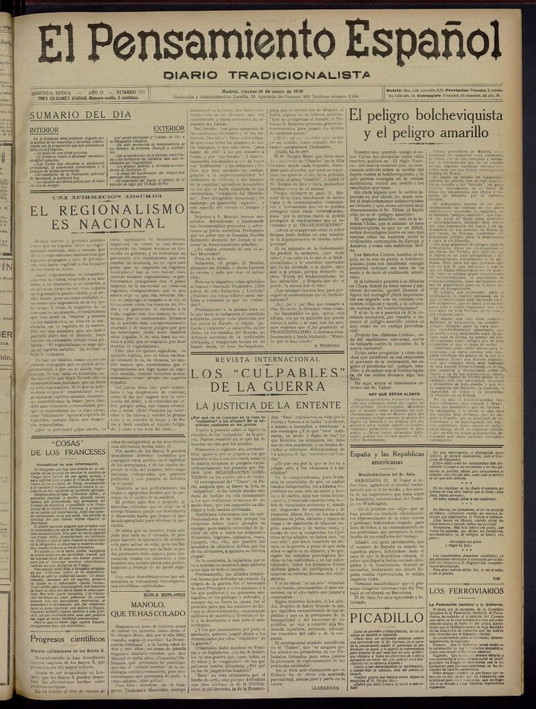Miniatura de El Pensamiento Español del 16 de enero de 1920, nº 115