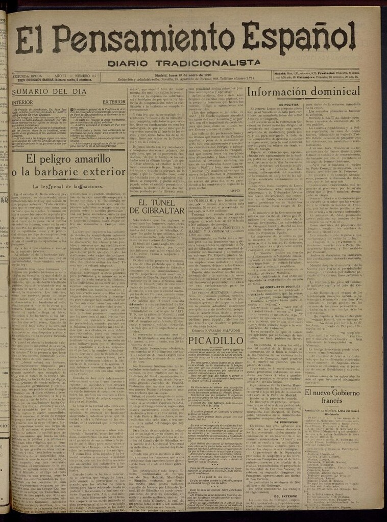 Miniatura de El Pensamiento Español del 19 de enero de 1920, nº 117