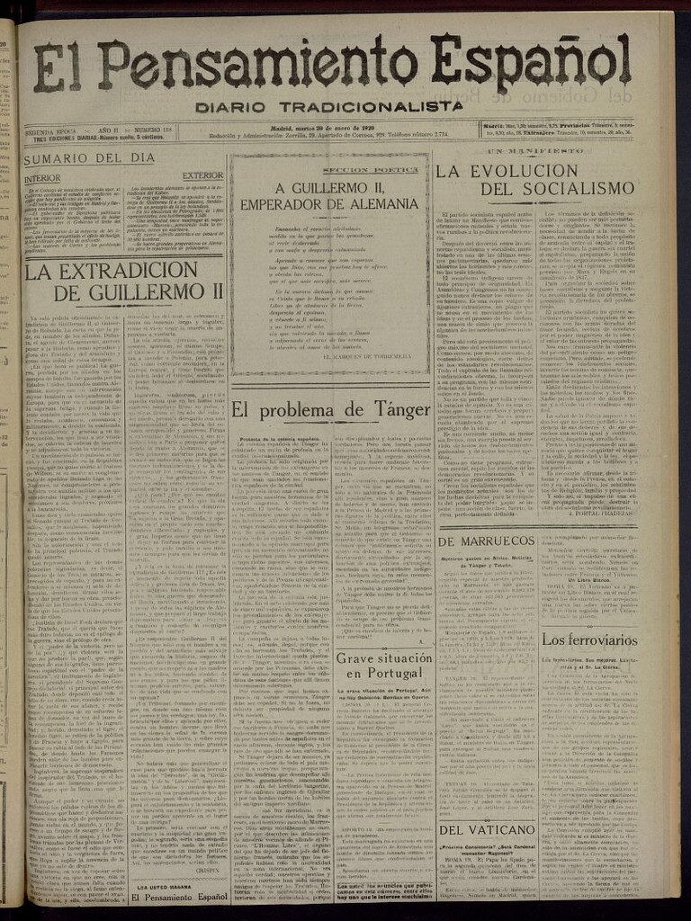 Miniatura de El Pensamiento Español del 20 de enero de 1920, nº 118