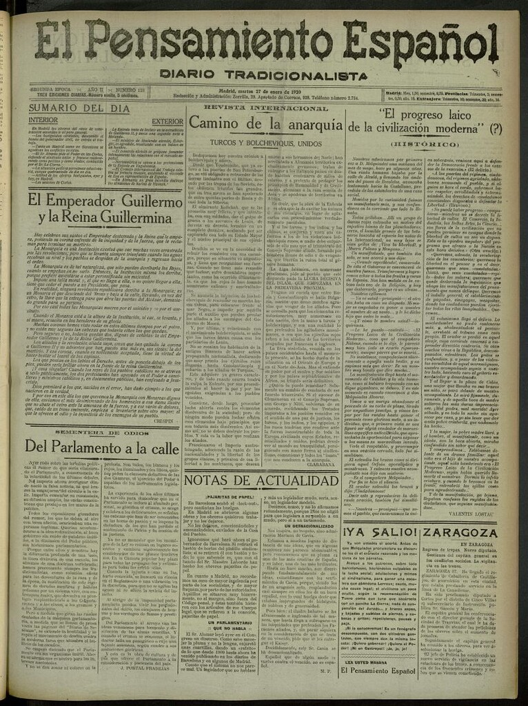 Miniatura de El Pensamiento Español del 27 de enero de 1920, nº 123