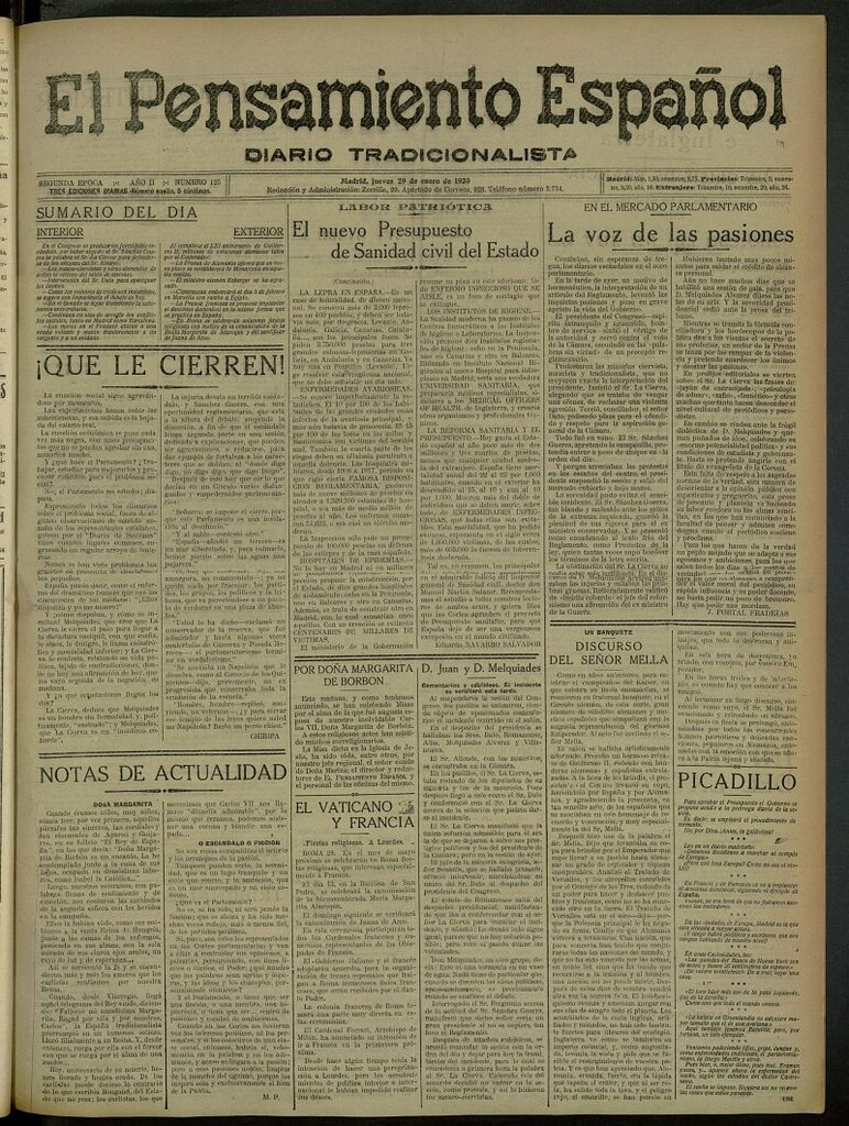 Miniatura de El Pensamiento Español del 29 de enero de 1920, nº 125