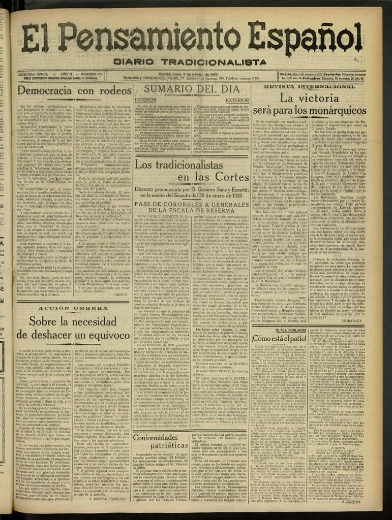 Miniatura de El Pensamiento Español del 2 de febrero de 1920, nº 128