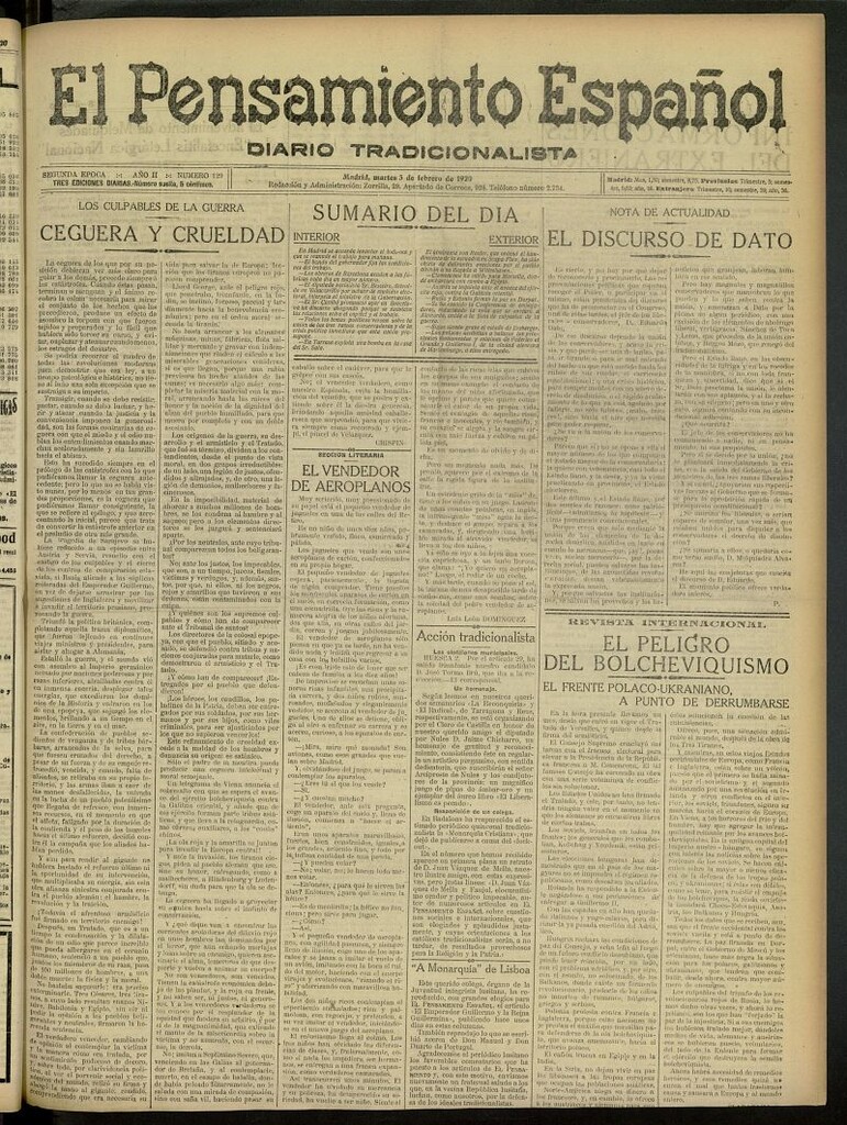 Miniatura de El Pensamiento Español del 3 de febrero de 1920, nº 129