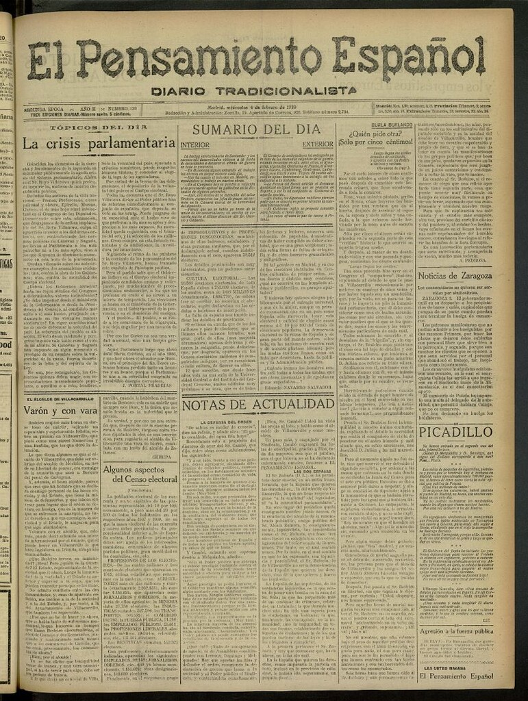 Miniatura de El Pensamiento Español del 4 de febrero de 1920, nº 130