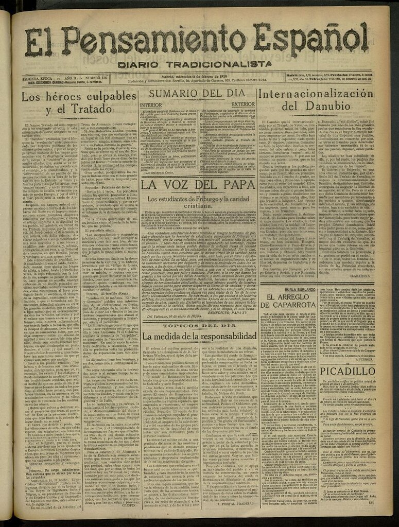 Miniatura de El Pensamiento Español del 11 de febrero de 1920, nº 136