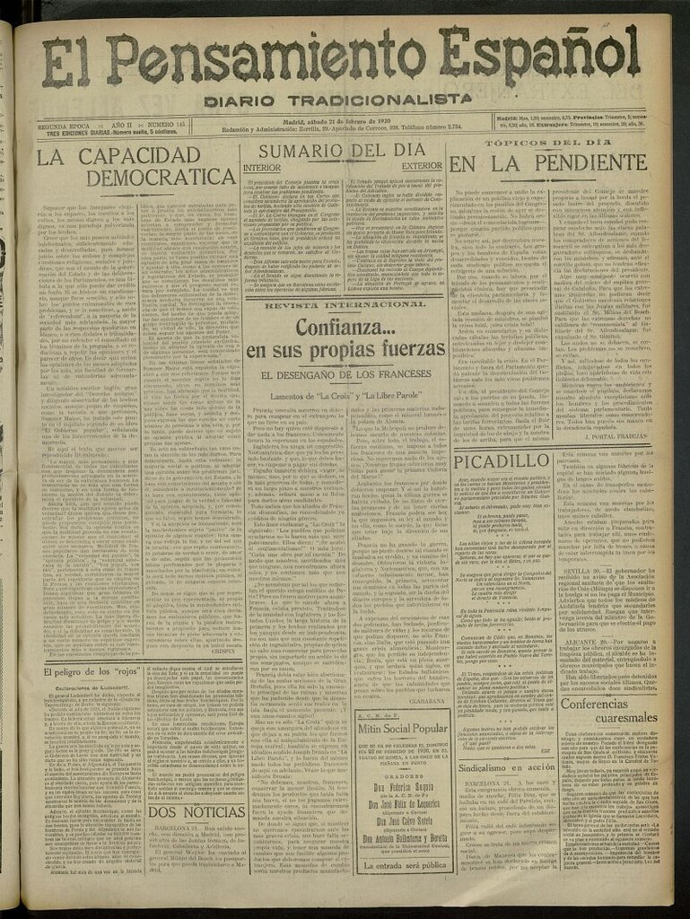 Miniatura de El Pensamiento Españo del 21 de febrero de 1920, nº 145