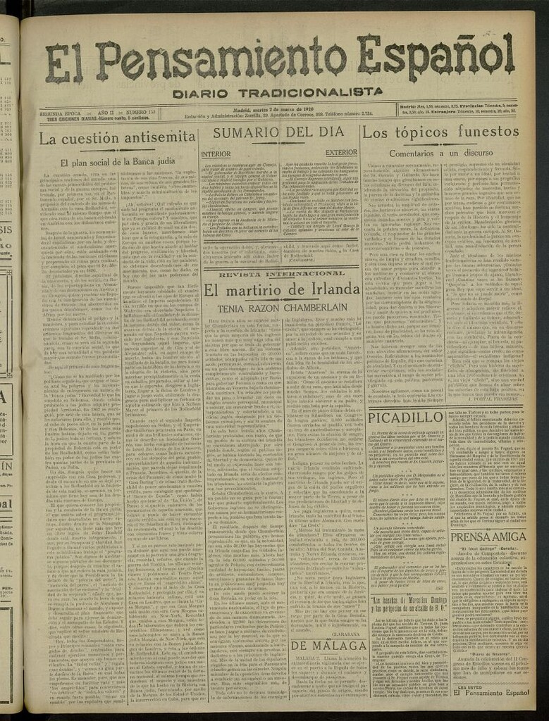 Miniatura de El Pensamiento Español del 2 de marzo de 1920, nº 153