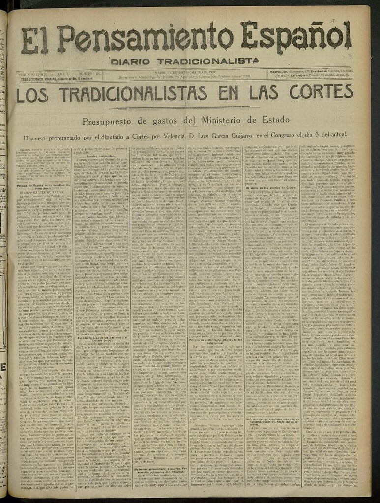Miniatura de El Pensamiento Español del 5 de marzo de 1920, nº 156