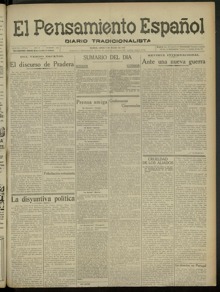 Miniatura de El Pensamiento Español del 8 de marzo de 1920, nº 158