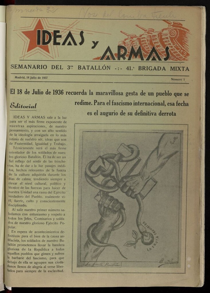Miniatura de Ideas y Armas: : semanario del 3er. Batallón, 41ª Brigada Mixta